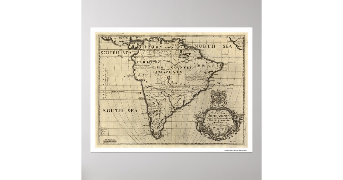 South America Map 1700 Poster | Zazzle