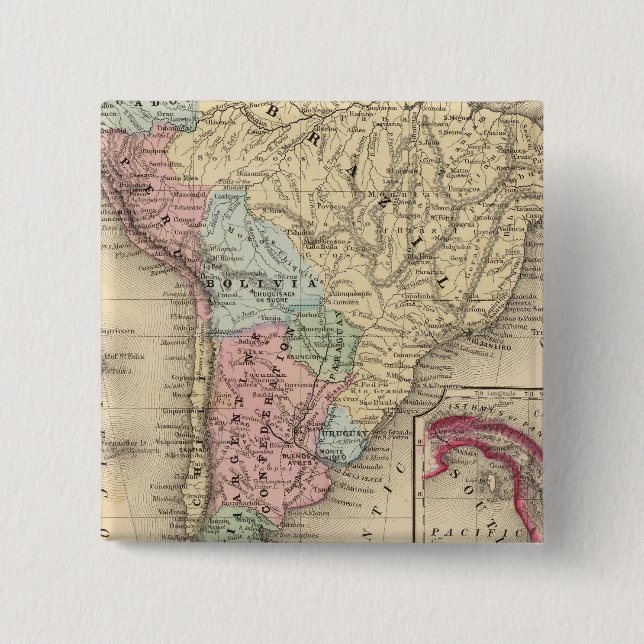 South America Map by Mitchell Pinback Button (Front)
