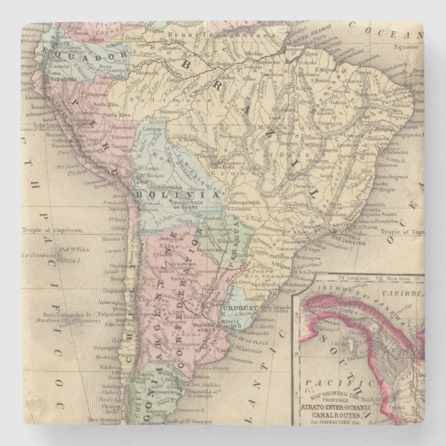 South America Map by Mitchell Stone Coaster (Front)
