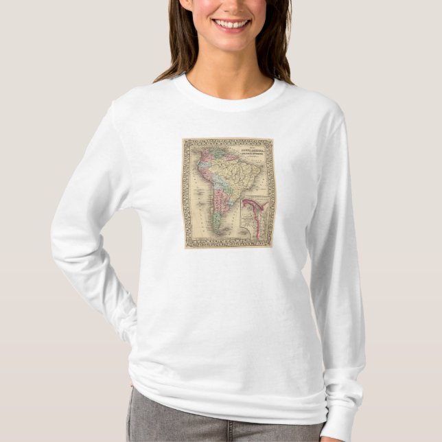 South America Map by Mitchell T-Shirt (Front)