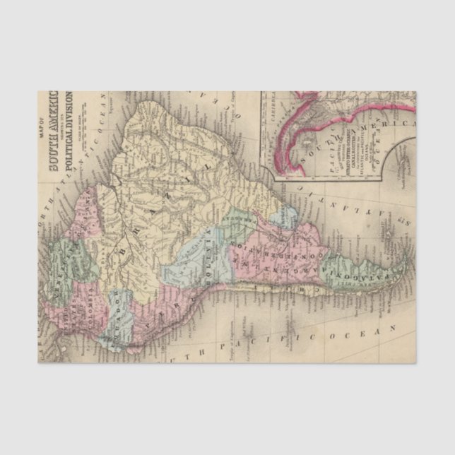 South America Map by Mitchell Tissue Paper (Front)