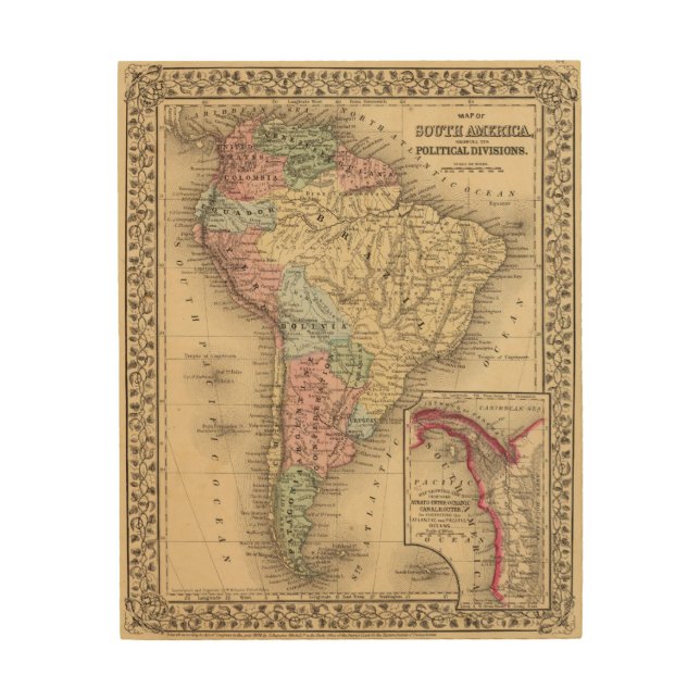 South America Map by Mitchell Wood Wall Decor (Front)