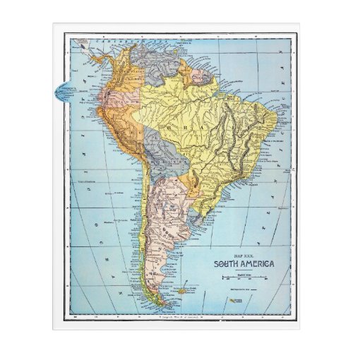 SOUTH AMERICA MAP c1890 Acrylic Print