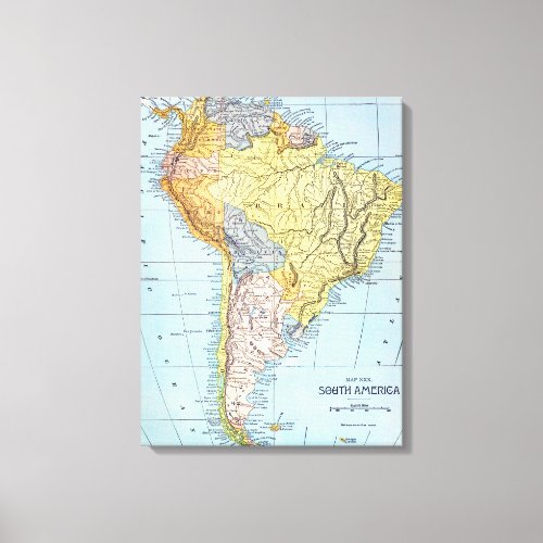 SOUTH AMERICA MAP c1890 Canvas Print