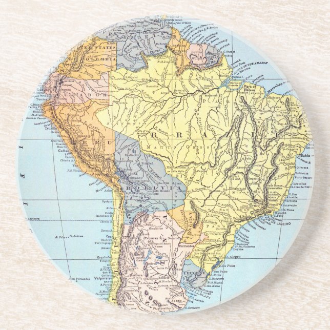 SOUTH AMERICA: MAP, c1890 Drink Coaster (Front)