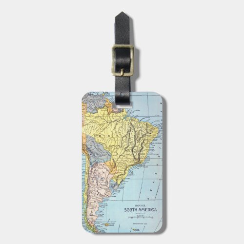 SOUTH AMERICA MAP c1890 Luggage Tag