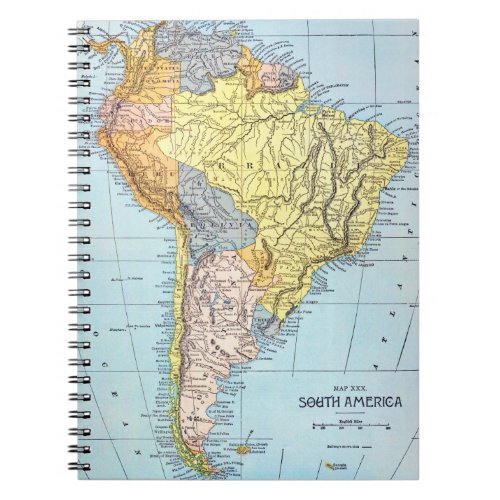 SOUTH AMERICA MAP c1890 Notebook