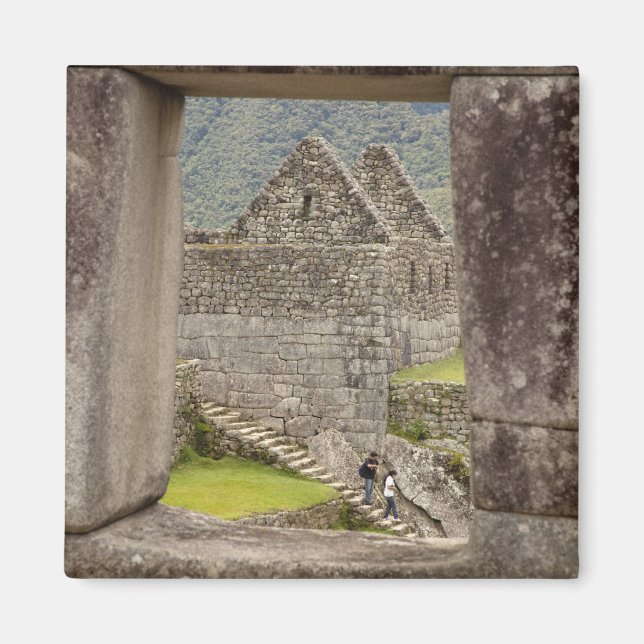 South America, Peru, Machu Picchu. Two tourists Magnet (Front)