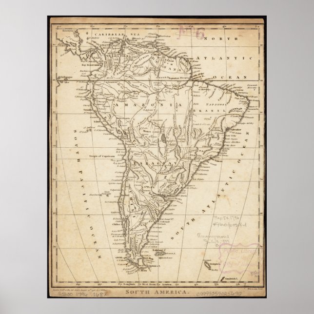 South America Vintage Map Poster (Front)