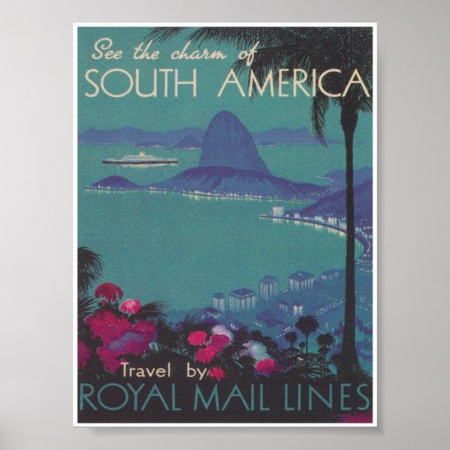 South America Vintage Travel Poster