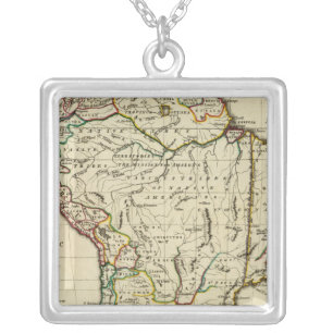 South America with boundaries outlined Silver Plated Necklace