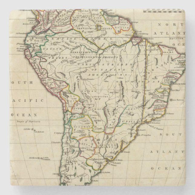 South America with boundaries outlined Stone Coaster (Front)