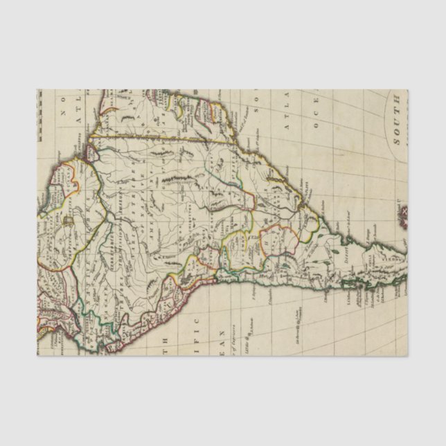 South America with boundaries outlined Tissue Paper (Front)