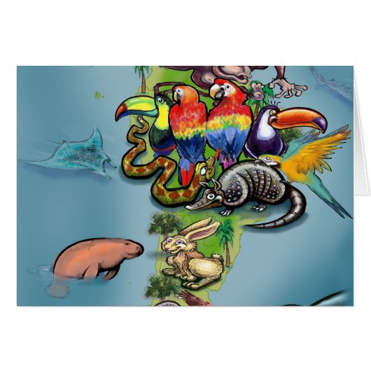 South American Animals World Map Cards (Front Horizontal)