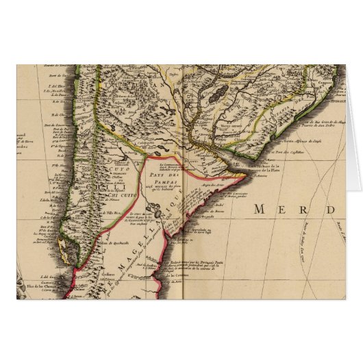 South American engraved map Cards (Front Horizontal)
