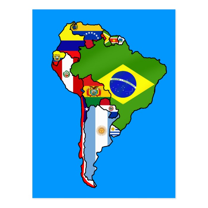 South American flags of South America flag Map Post Cards