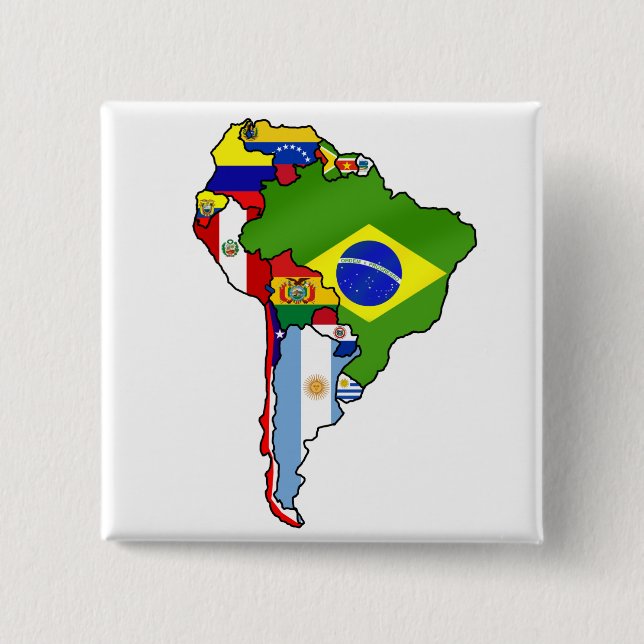 South American flags of South America Map Button (Front)