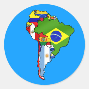 South American flags of South America Map Classic Round Sticker