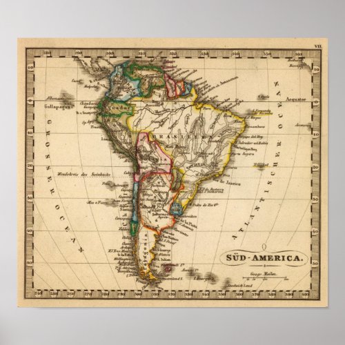 South American Map Poster