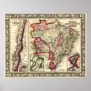 South AmericaPanoramic MapSouth America Poster