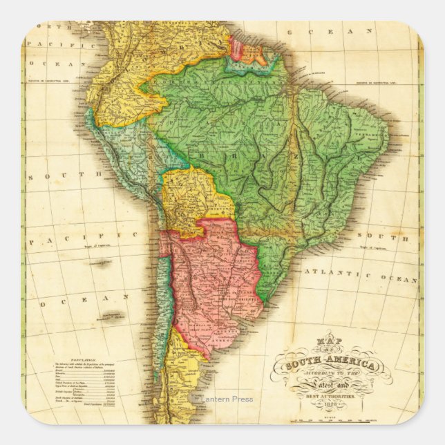 South AmericaPanoramic MapSouth America Square Sticker (Front)