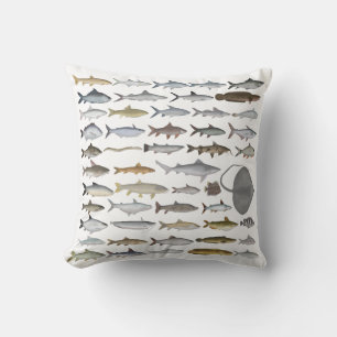South Asia Freshwater Fish Group Throw Pillow