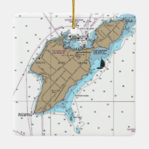 South Bass Island OH Nautical Chart Ceramic Ornament