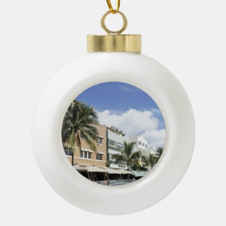 South Beach Ceramic Ball Christmas Ornament