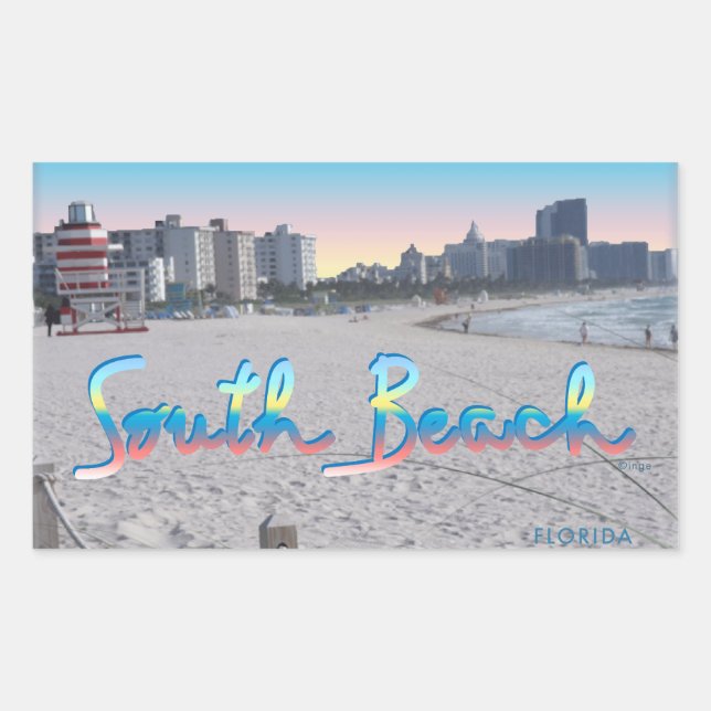 South Beach, FL City View Rectangular Sticker (Front)