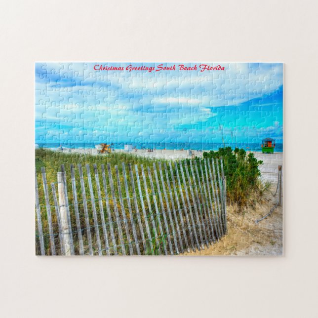 South Beach Florida. Christmas Greetings Jigsaw Puzzle (Horizontal)