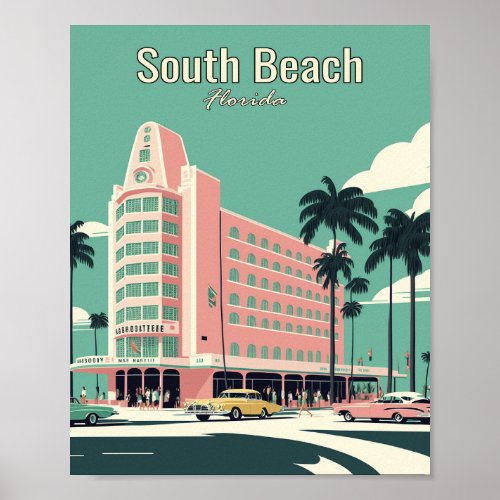 South Beach Florida Minimalist Vintage Poster Art