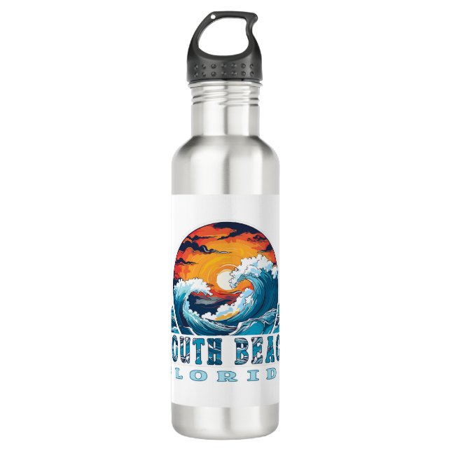 South Beach Florida Stainless Steel Water Bottle (Front)