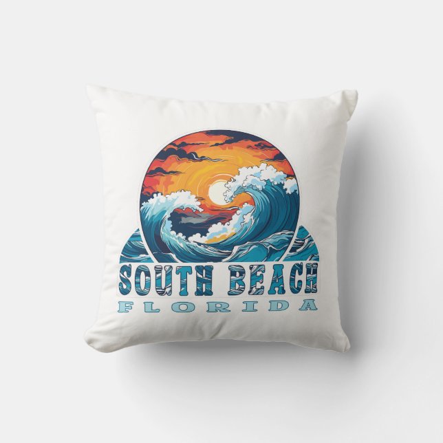 South Beach Florida Throw Pillow (Front)