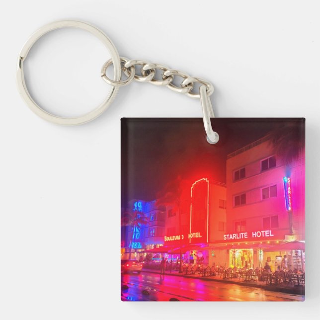 South Beach, Miami, Florida Art Deco Keychain (Front)