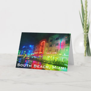 South Beach, Miami, Florida Art Deco Letterpress Thank You Card