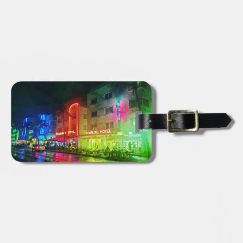 South Beach Miami Florida Art Deco Luggage Tag