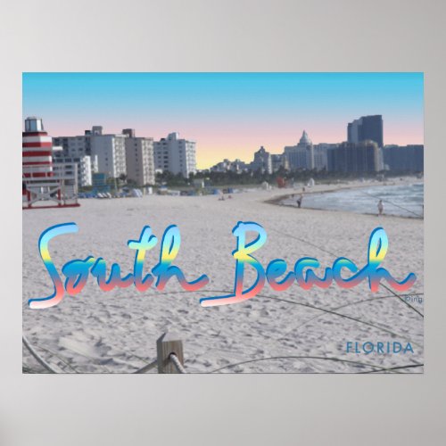 South Beach Miami Florida City View Poster