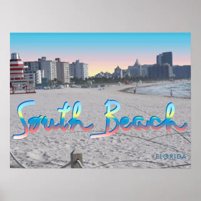 South Beach Miami, Florida City View Poster Zazzle
