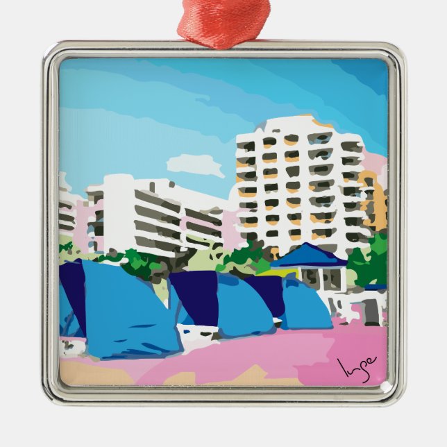 SOUTH BEACH, MIAMI, FLORIDA METAL ORNAMENT (Front)