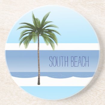 South Beach Miami Florida Palm Tree Ocean Summer  Coaster by alleyshirts at Zazzle