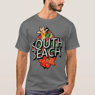 South Beach Miami Florida Tropical Flowers Travel T-Shirt