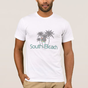 South Beach Miami Grey Palms and Sun T-Shirt