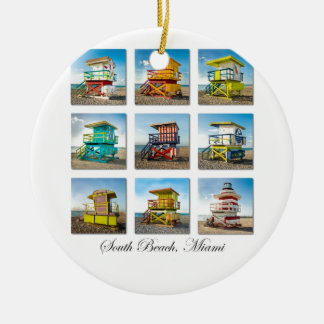South Beach, Miami Life Guard Shacks Ceramic Ornament