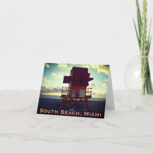 South Beach, Miami Lifeguard Stand (Ocean Rescue) Letterpress Thank You Card