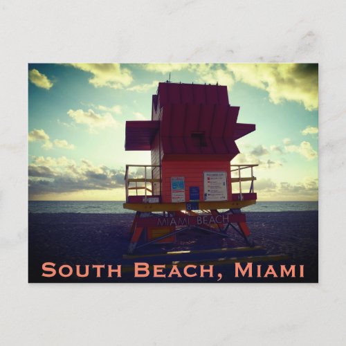 South Beach Miami Lifeguard Stand Ocean Rescue Postcard