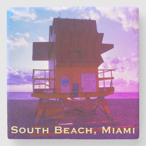 South Beach Miami Lifeguard Stand Ocean Rescue Stone Coaster