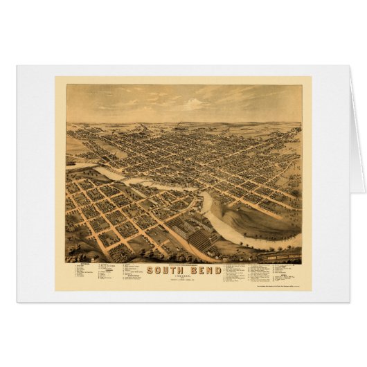 South Bend, IN Panoramic Map - 1874 Cards (Front Horizontal)