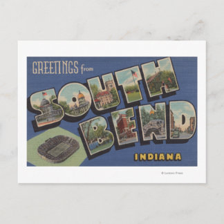 South Bend, Indiana - Large Letter Scenes Postcard