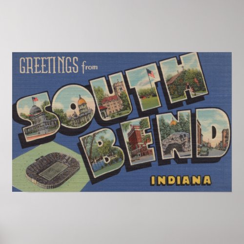 South Bend Indiana _ Large Letter Scenes Poster