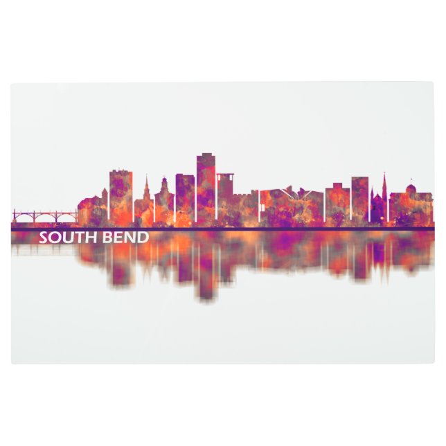 South Bend Indiana Skyline Metal Print (Front)
